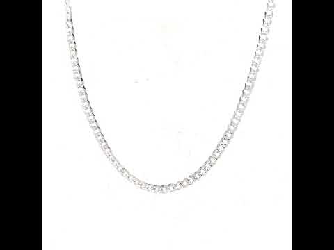 925 Silver Solid Pave Super Flat Cuban Chain Silver 3mm-16