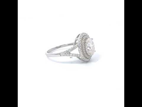 925 Sterling Silver Womens Oval Round Moissanite Halo Engagement Ring Size 6