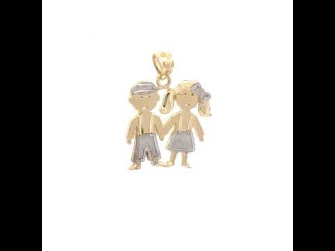 10K Gold Two-Tone Baby Twin Boys Charm Pendant