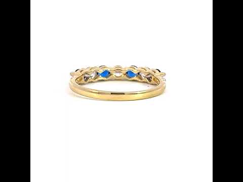 10K Yellow Gold Womens Blue White Cubic-Zirconia Eternity Band Ring