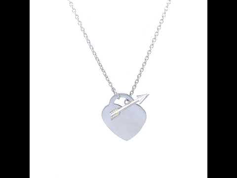 925 Sterling Silver Womens Cupid Heart Charm Necklace Size 16 Inches