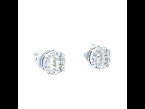 925 Sterling Silver Womens 0.20ct Round 0.34ct Baguette Moissanite Fashion Stud Earrings