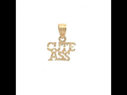 10K Yellow Gold Womens Cute Ass Letters & Words Charm Pendant