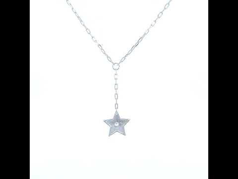 925 Sterling Silver Womens Cubic-Zirconia Star Charm Necklace