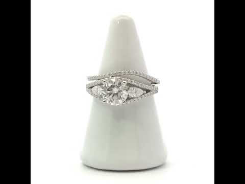 925 Sterling Silver Womens Round Pear 2.48ct, 0.73ct Moissanite Fashion Pinky Ring Size 5
