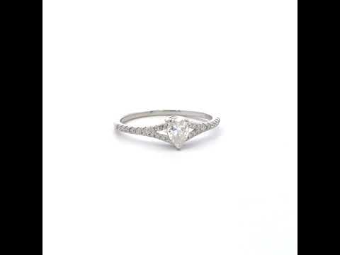 925 Sterling Silver Womens Round Pear 0.21ct, 0.51ct Moissanite Engagement Ring Size 6