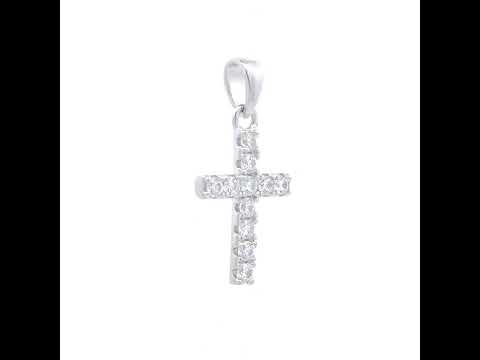 925 Sterling Silver Unisex Cubic-Zirconia Cross Religious Charm Pendant