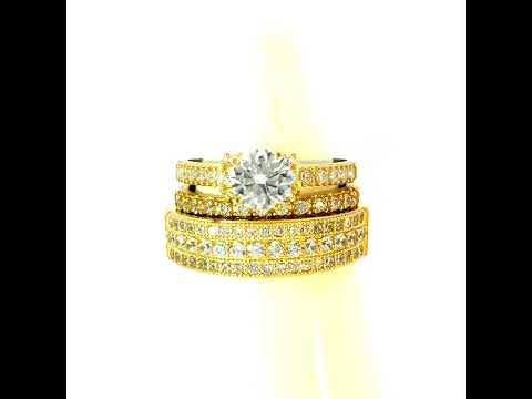 14K Gold Cubic Zirconia Trio Ring