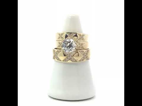 10K Two-Tone Gold His & Her Cubic-Zirconia Trio Ring Set