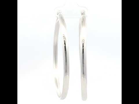 925 Sterling Silver Womens Round Tube Hoop Earrings