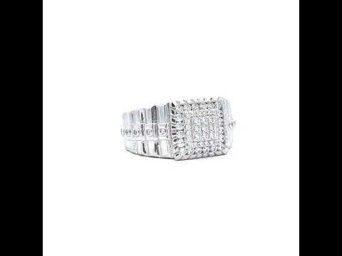 925 Sterling Silver Mens Cubic-Zirconia Square Head Fashion Ring