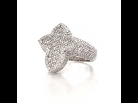 925 Sterling Silver Mens Cubic-Zirconia Cluster Cross Religious Ring Size 12