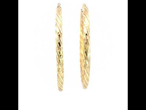 10K Yellow Gold Womens Diamond-cut Spotted Patterned Fancy Hoop Earrings 4mm-57