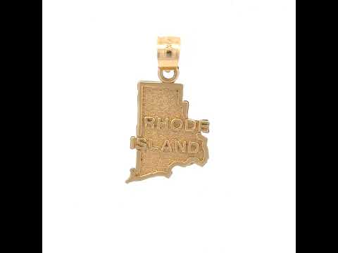 10K Yellow Gold Mens Rhode Island State Charm Pendant