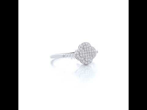 925 Sterling Silver Womens 0.40ct Moissanite Clover Good Luck Ring