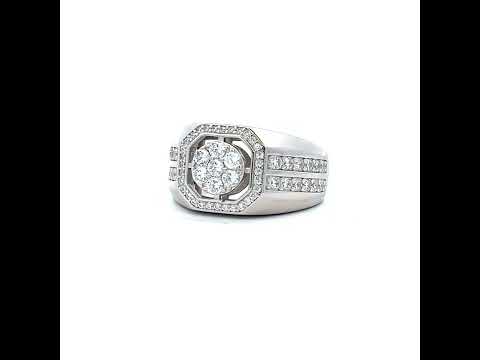 925 Sterling Silver Mens Cubic-Zirconia Octagon Head Fashion Ring Size 11