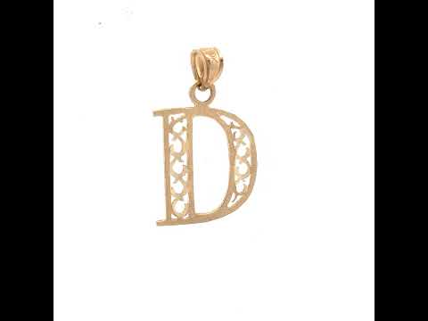 10K Yellow Gold Unisex Initial Letter D Charm Pendant