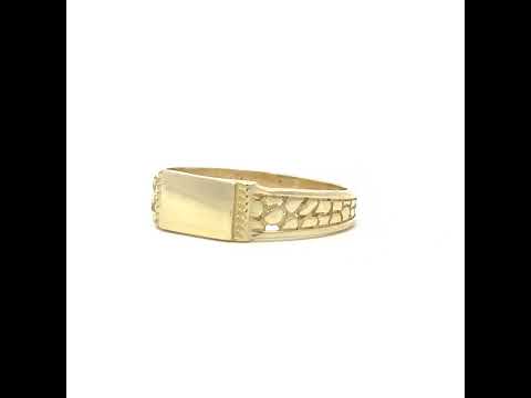 10K Yellow Gold Women Nugget Signet Ring