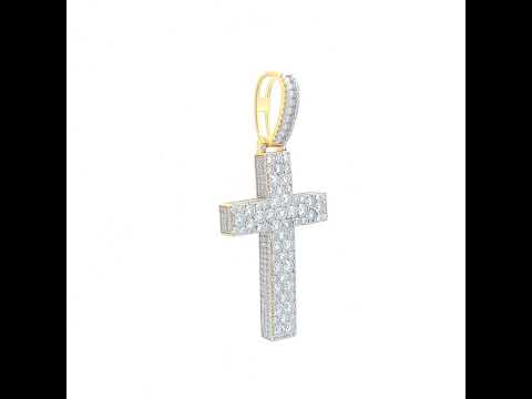 925 Sterling Silver Yellow-Tone Unisex Moissanite Cross Religious Pendant