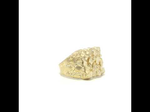10K Yellow Gold Unisex Diamond-cut Nugget Fashion Ring S9