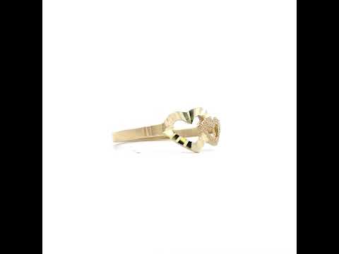 10K Yellow Gold Womens Double Heart Ring