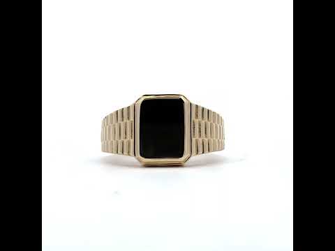 10K Yellow Gold Womens Octagon Head Signet Ring