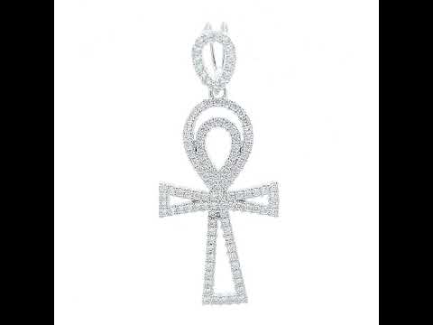 925 Sterling Silver Unisex CZ Ankh Cross Religious Charm Pendant