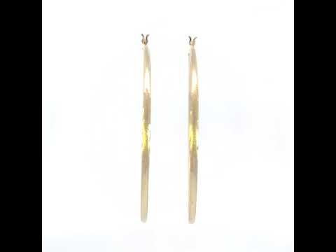 10K Yellow Gold Womens Diamond-Cut 60 mm x 2 mm Round Tube Hoop Earrings