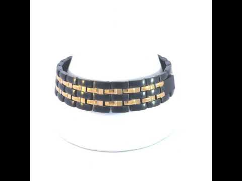 Stainless Steel Yellow Black-tone Mens Fashion Bracelet Size 8.5 Inches