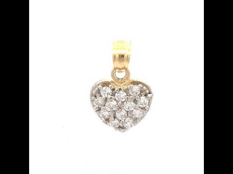 10K Two-Tone Gold Womens Cubic Zirconia Cubic-Zirconia Heart Charm Pendant