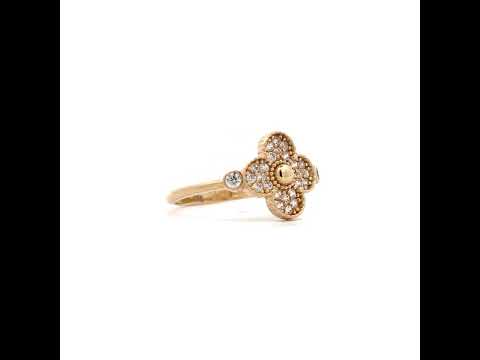 10K Yellow Gold Womens Cubic-Zirconia Clover Good Luck Ring