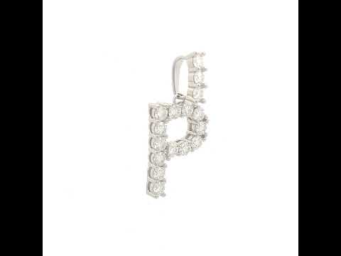 925 Sterling Silver Unisex 1.62ct Moissanite Initial Alphabet P Charm Pendant