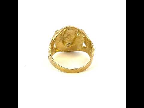 10K Yellow Gold Mens Jesus Religious Ring