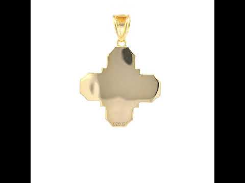 925 Sterling Silver Yellow-tone Mens Saints Cross Religious Charm Pendant