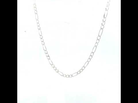 925 Silver Solid Pave Classic Figaro 3.0mm-9"