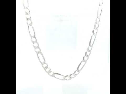 925 Silver Solid Pave Classic Figaro 6.0mm-18"