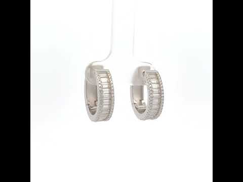 925 Sterling Silver Womens Baguette Round Moissanite Fashion Hoop Earrings
