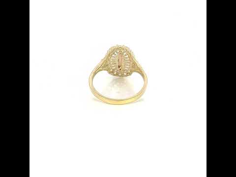 10K Two-Tone Gold Womens Round Cubic Zirconia Lady Of Guadalupe Religious Ring