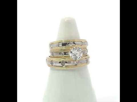 10K Two-tone Gold Cubic-Zirconia His & Hers Trio Ring Set