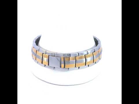 Stainless Steel Yellow-tone Mens Fashion Bracelet Size 8.5 Inches