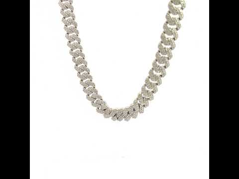 925 Sterling Silver Unisex Moissanite Monaco Chain Necklace 10mm 18 Inches