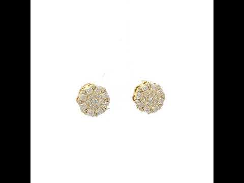925 Sterling Silver Yellow-Tone Womens Round Princess-cut 0.31ct, 0.91ct Moissanite Round Fashion Stud Earrings