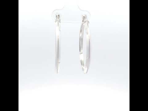 925 Sterling Silver Womens Knife Edge Hoop Earrings