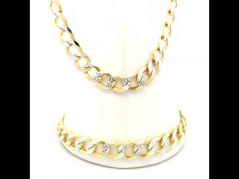 925 Silver Solid Super Flat Cuban Chain Two-tone 8.7mm-20