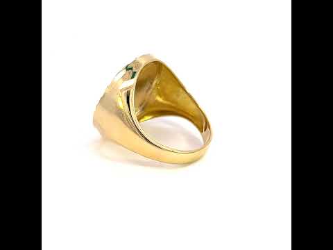 10K Two-tone Gold Mens Diamond-Cut Jesus Religious Ring