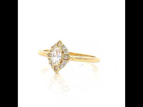 925 Sterling Silver Yellow-tone Womens Oval Round Cubic-Zirconia Fashion Engagement Ring Size 8