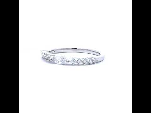 925 Sterling Silver Womens Marquise Round Cubic-Zirconia Fashion Engagement Ring