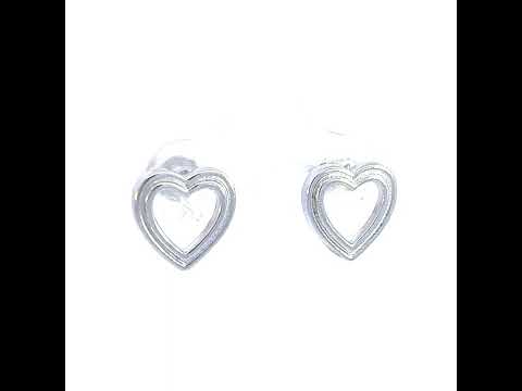 925 Sterling Silver Womens Heart Stud Earrings