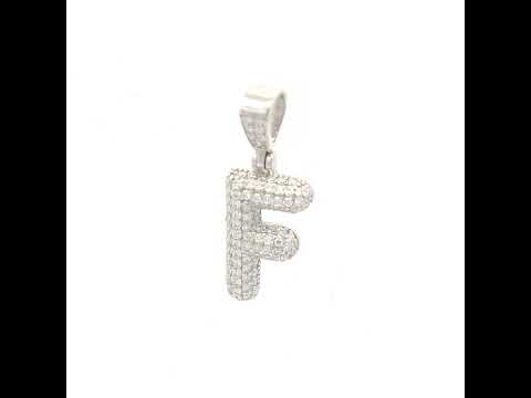 925 Sterling Silver 0.80ct Moissanite Initial Alphabet F Charm Pendant