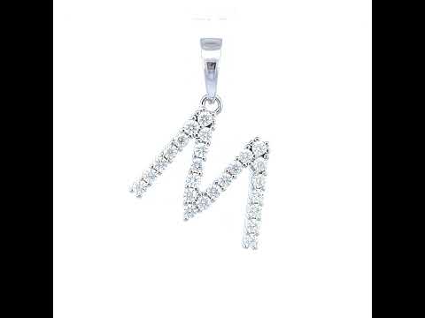 925 Sterling Silver Unisex 0.79ct Moissanite Initial M Alphabet Charm Pendant